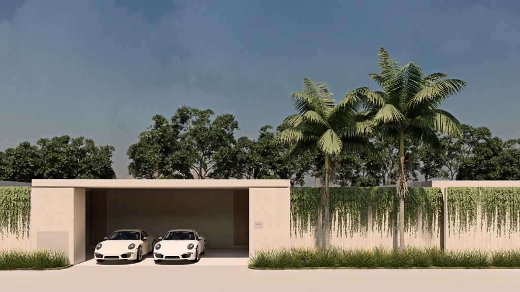 The Courtyard front elevation with double garage