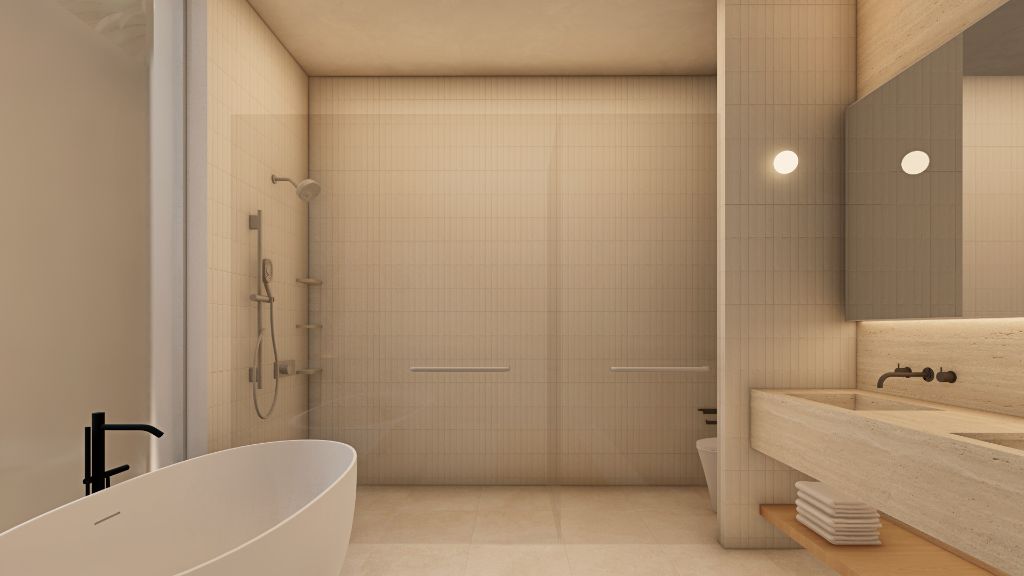 The Gallery master ensuite with freestanding bath