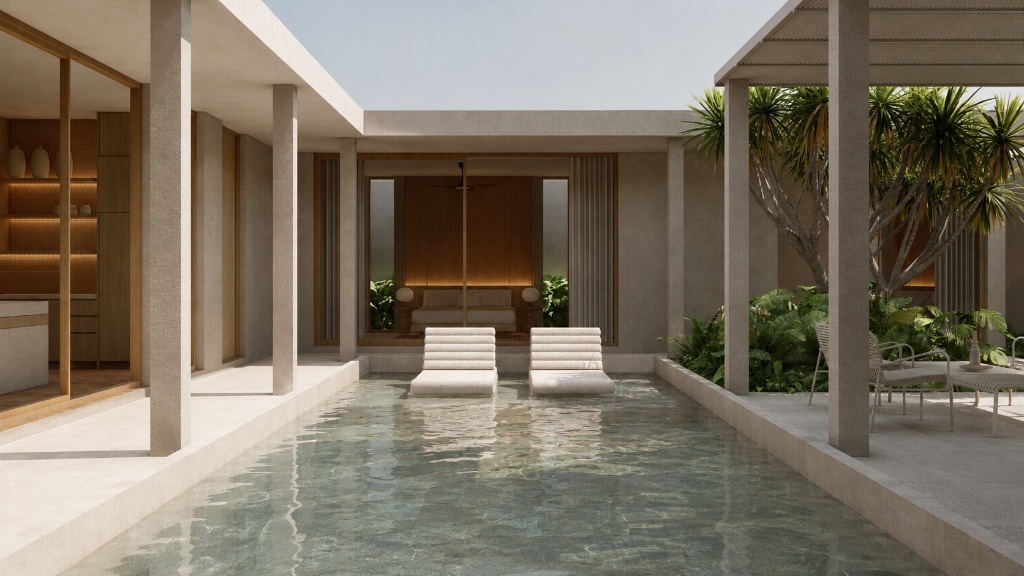 The Proper Palma Terrace — private pool pavilion with sun loungers and tropical garden