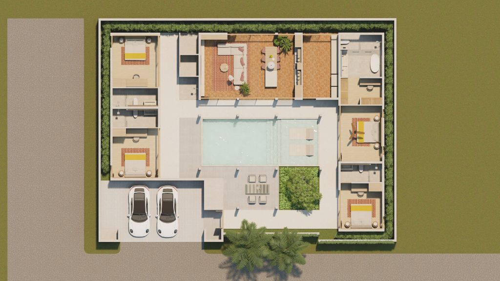 The Terrace 4BR floor plan bird's eye view