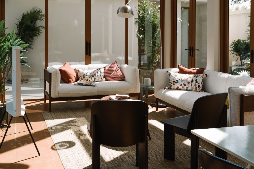 Sunroom sunlit lounge seating area